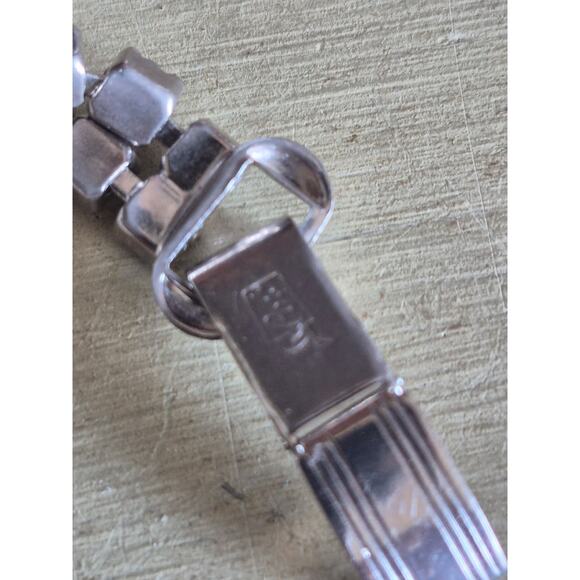 Vintage Rhinestone Silver Tone Double Strand Tennis Bracelet Signed Coro - Picture 7 of 10